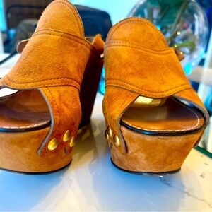 Chloe sling back authentic platform suede brown sandals